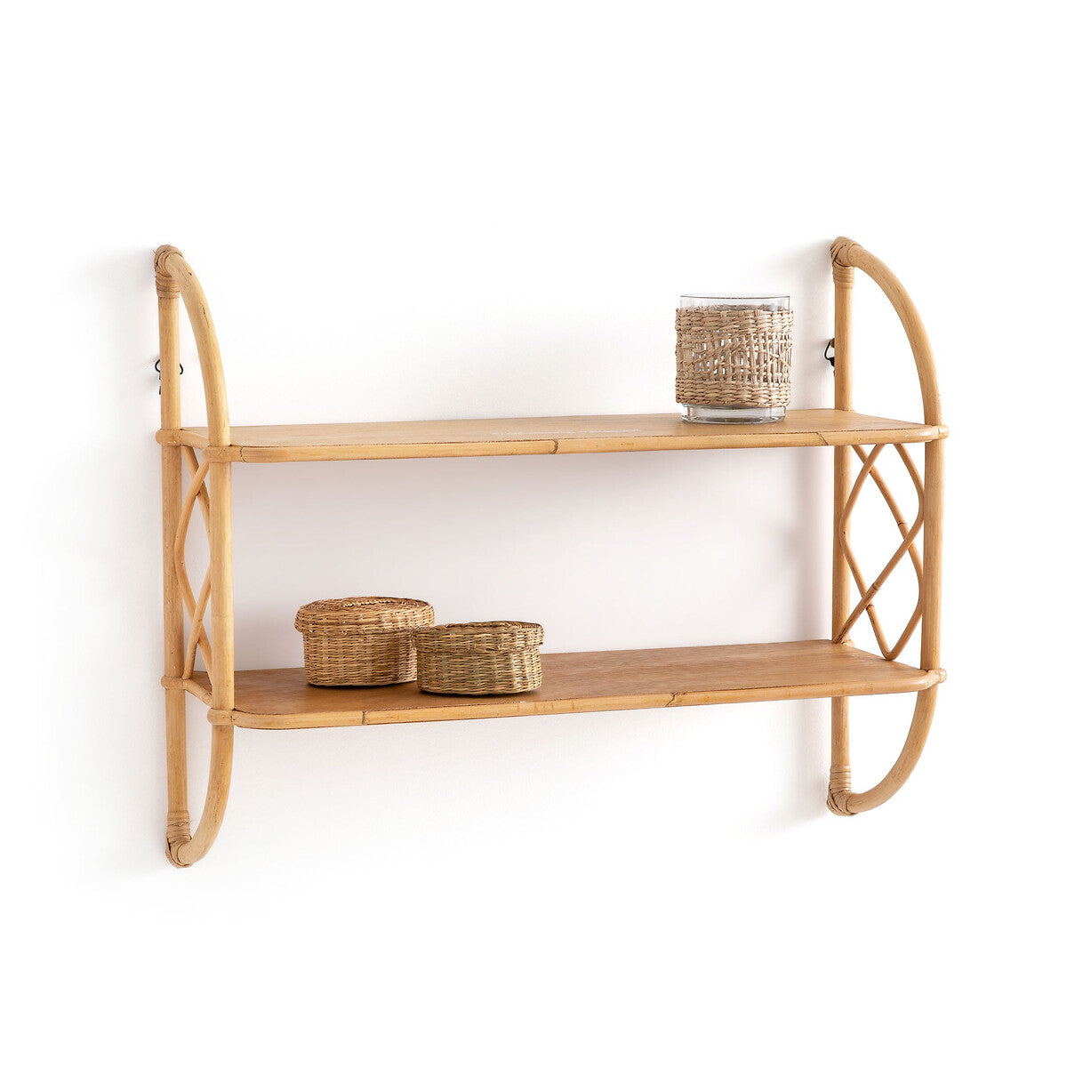 Etagère murale double en rotin L60 cm, Malu